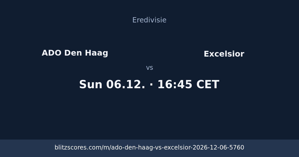 ADO Den Haag vs Excelsior score card