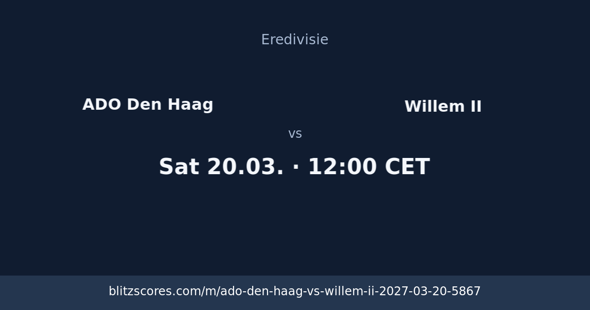 ADO Den Haag vs Willem II score card