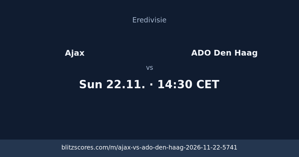 Ajax vs ADO Den Haag score card