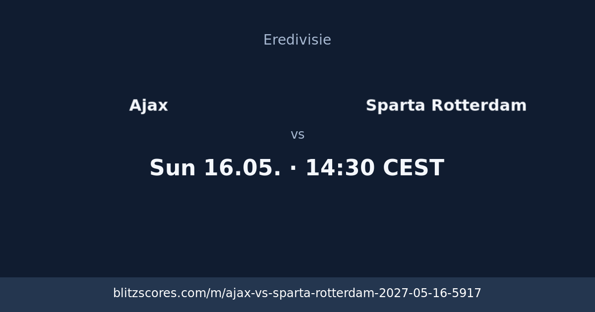 Ajax vs Sparta Rotterdam score card