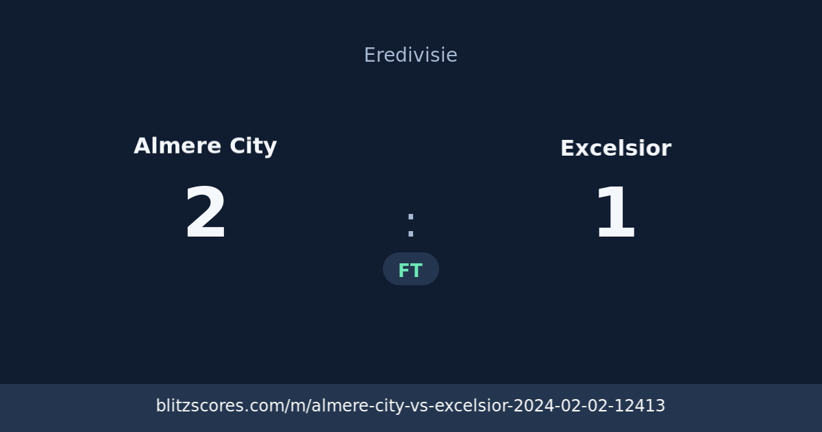 Almere City vs Excelsior score card