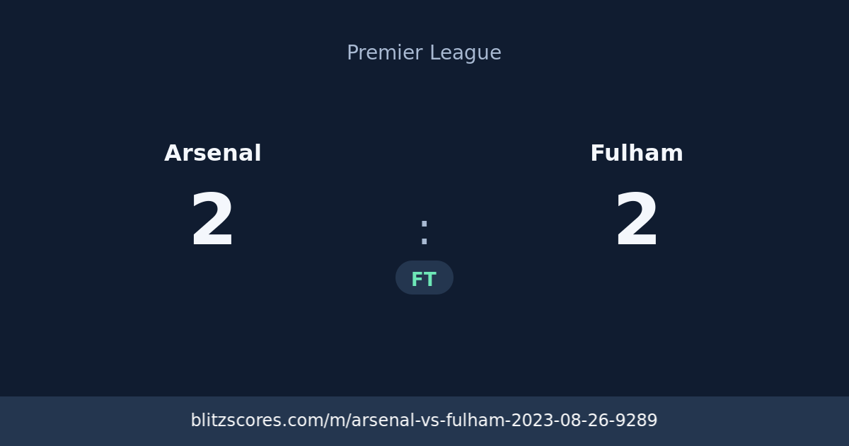 Arsenal vs Fulham score card