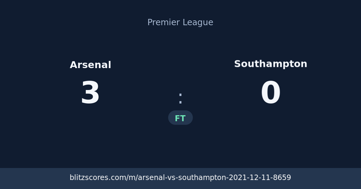 Arsenal vs Southampton score card
