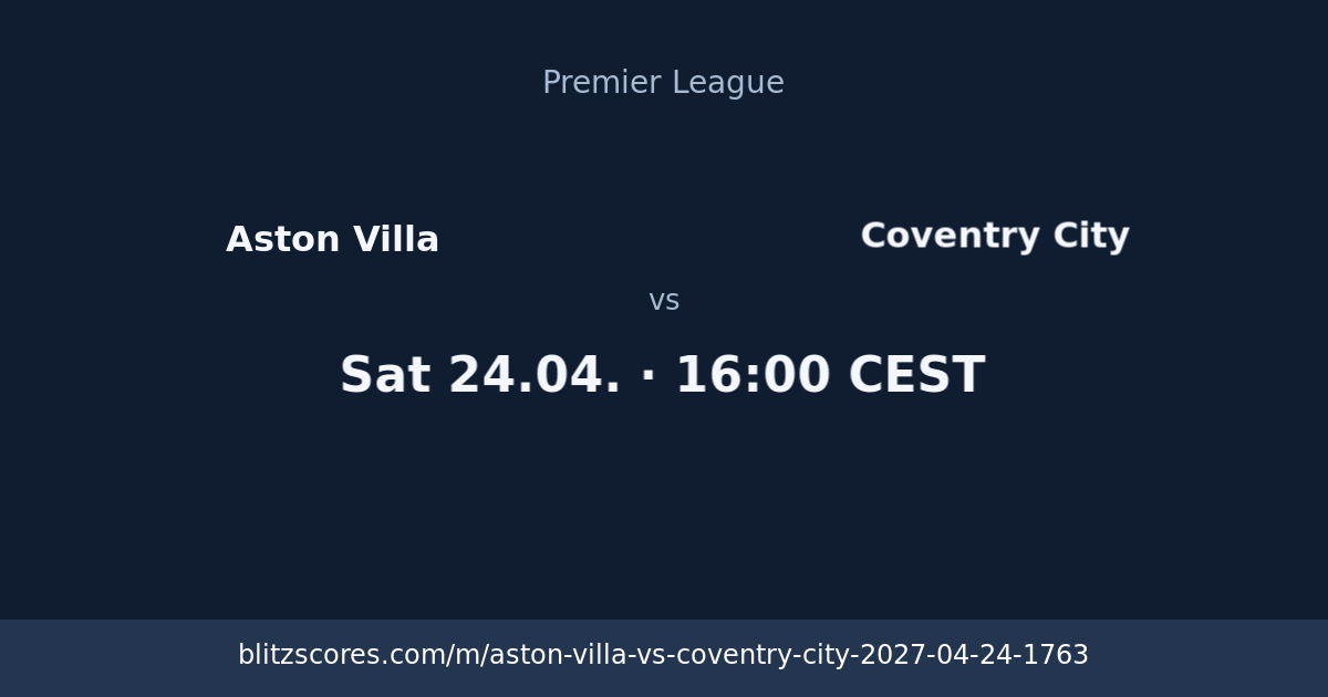 Aston Villa vs Coventry City score card