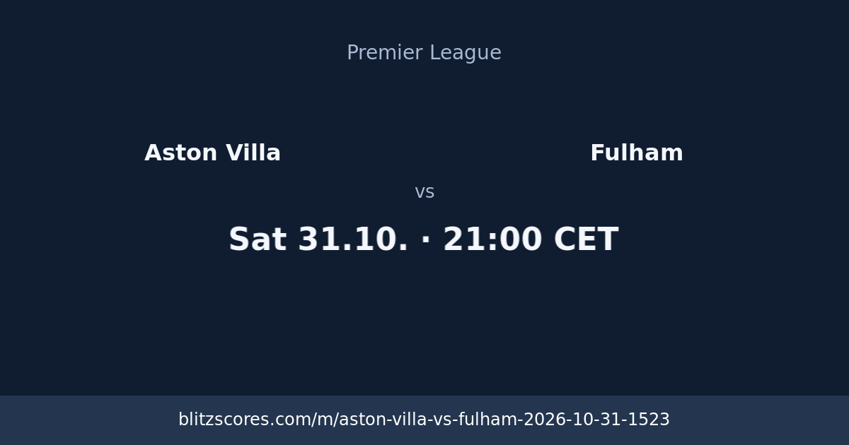 Aston Villa vs Fulham score card