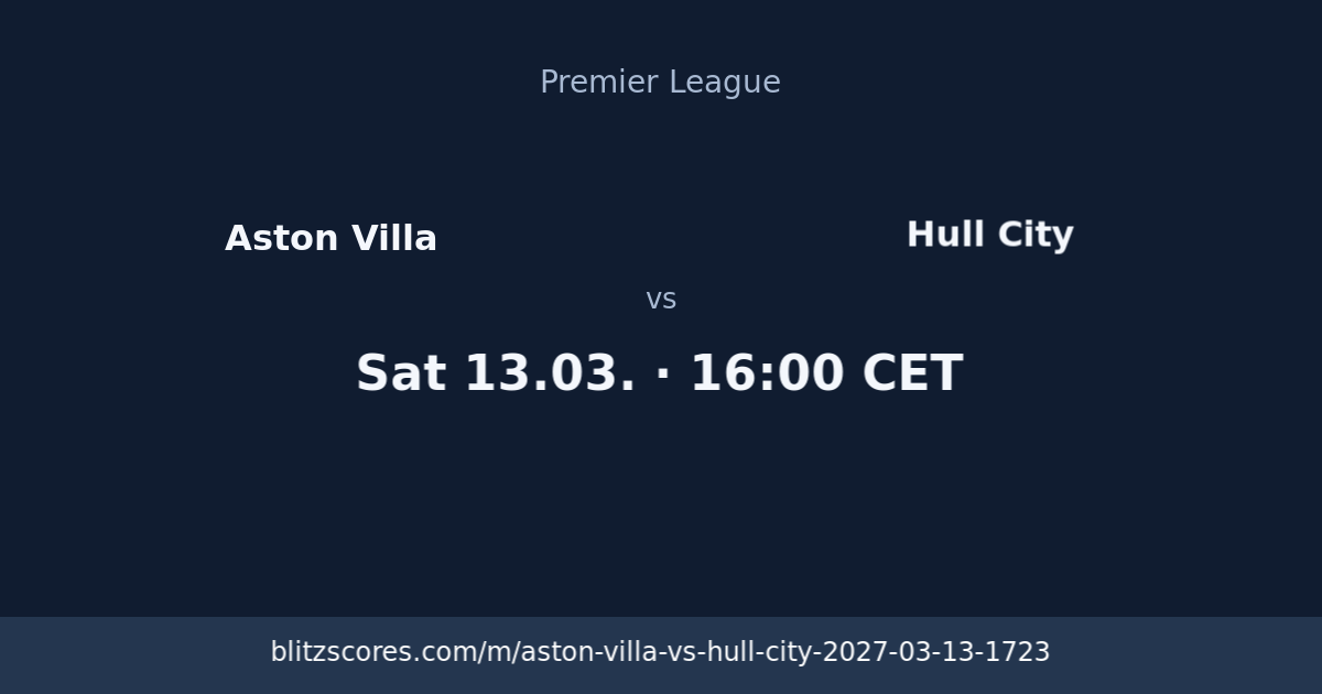Aston Villa vs Hull City score card