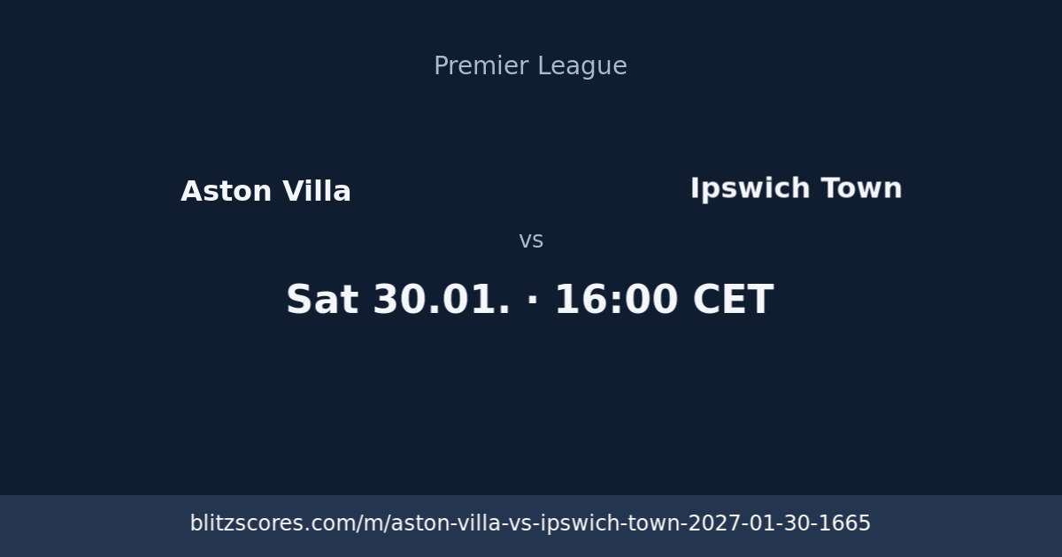 Aston Villa vs Ipswich Town score card