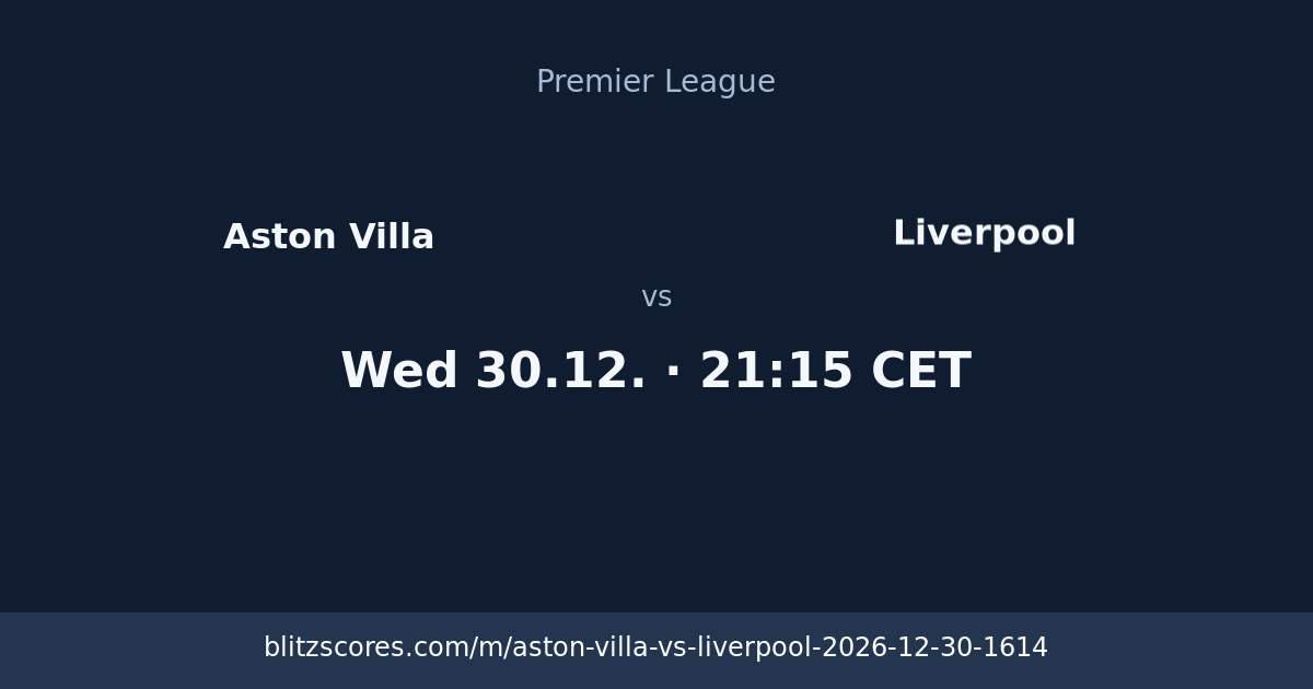 Aston Villa vs Liverpool score card