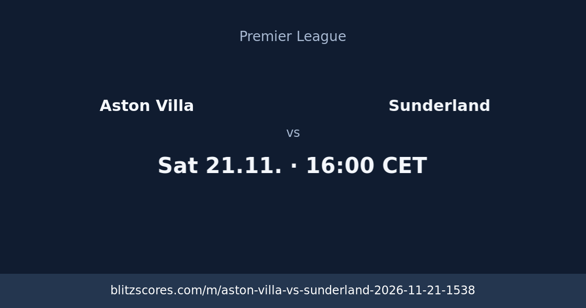 Aston Villa vs Sunderland score card
