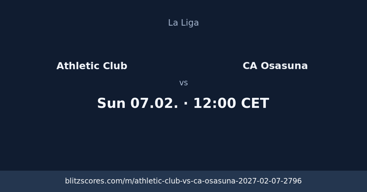 Athletic Club vs CA Osasuna score card
