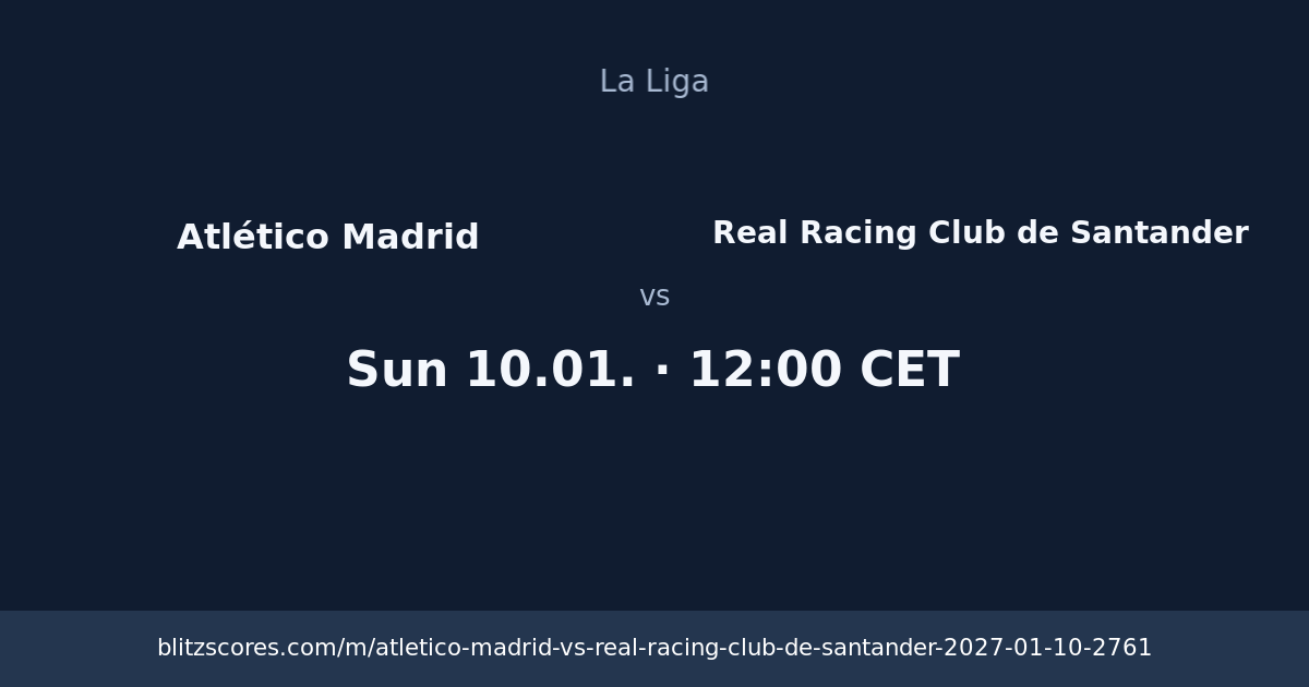 Atlético Madrid vs Real Racing Club de Santander score card