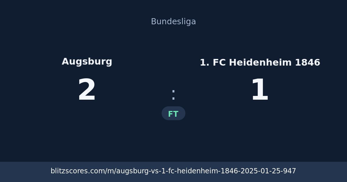 Augsburg vs 1. FC Heidenheim 1846 score card
