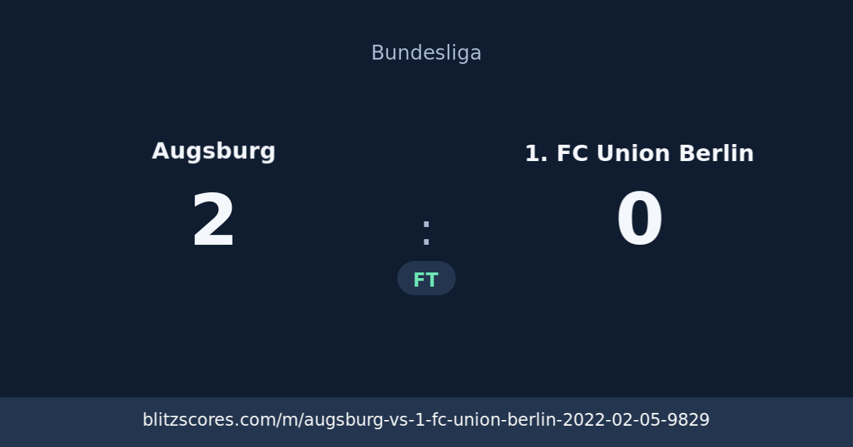 Augsburg vs 1. FC Union Berlin score card