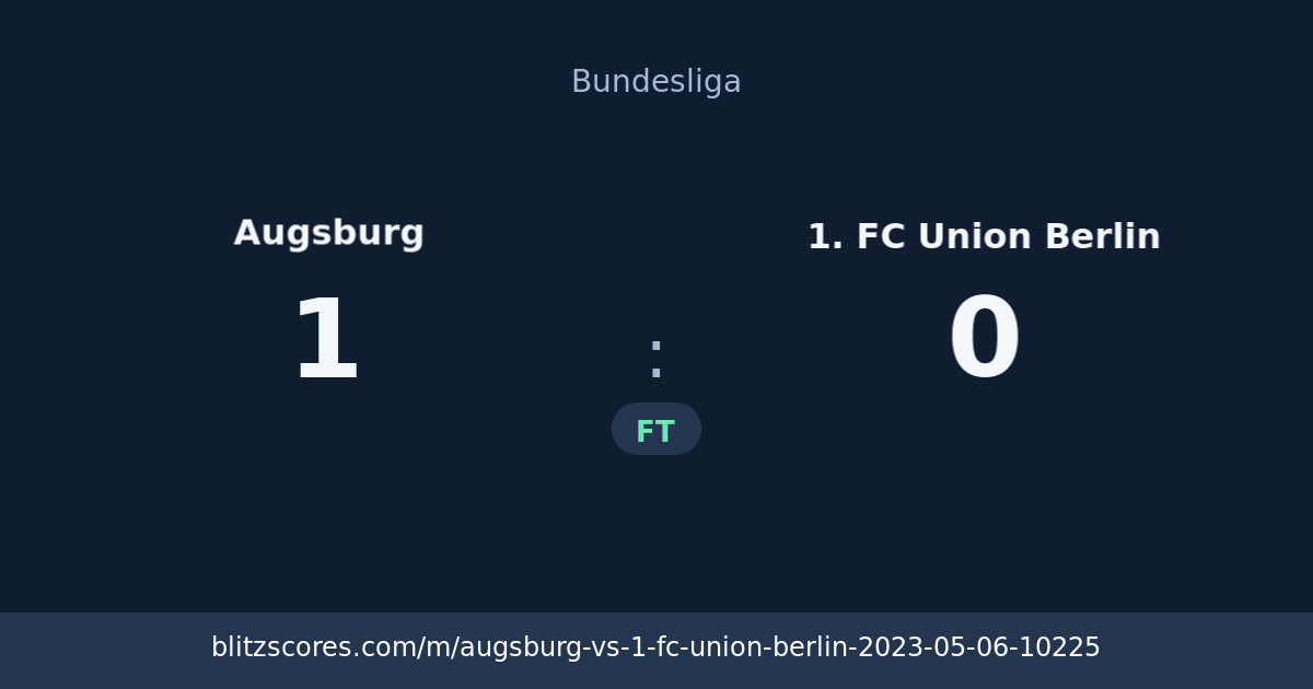 Augsburg vs 1. FC Union Berlin score card
