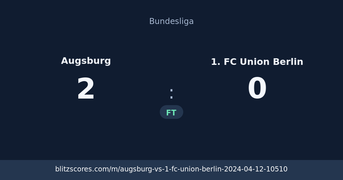 Augsburg vs 1. FC Union Berlin score card