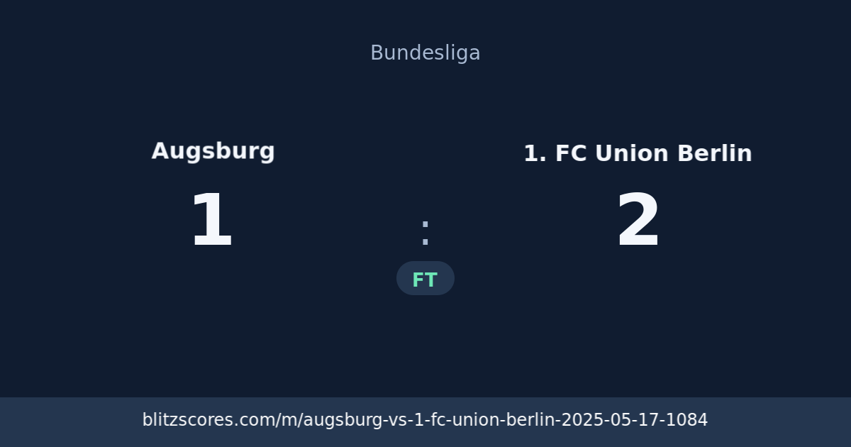 Augsburg vs 1. FC Union Berlin score card