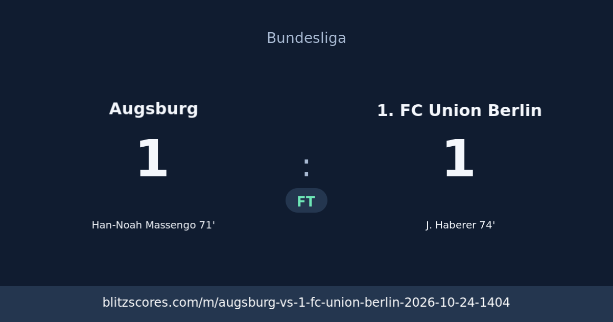 Augsburg vs 1. FC Union Berlin score card
