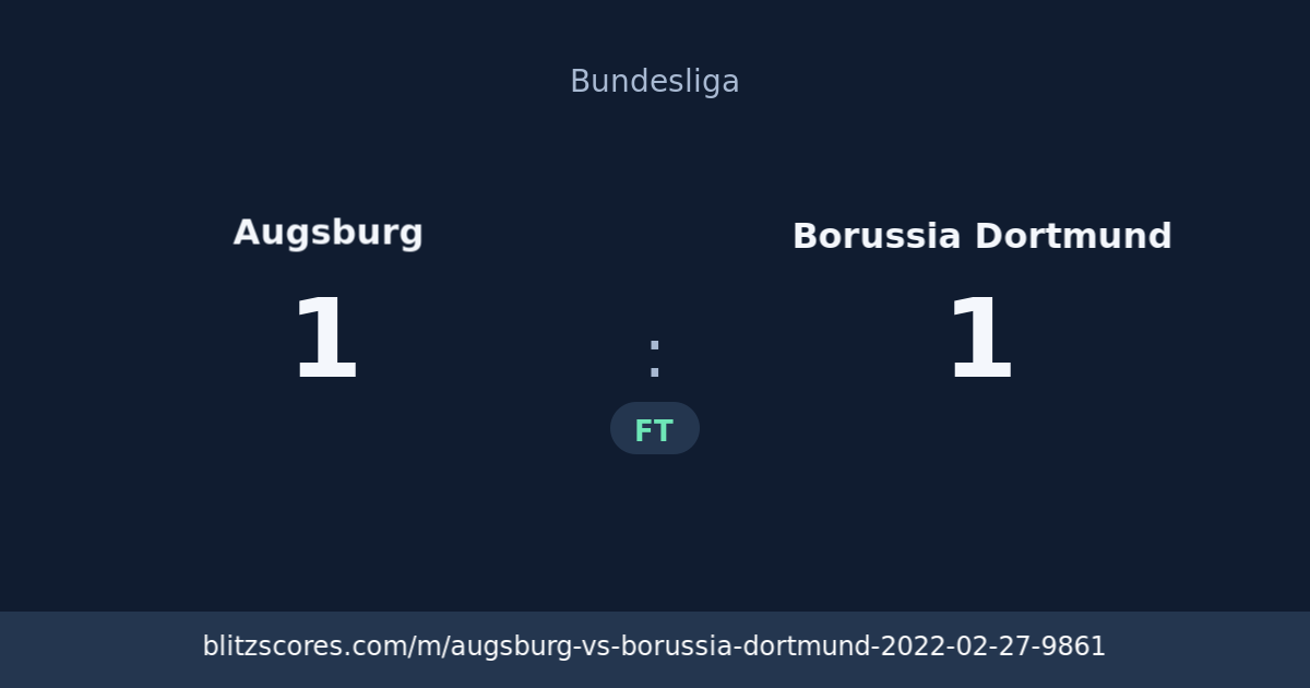 Augsburg vs Borussia Dortmund score card
