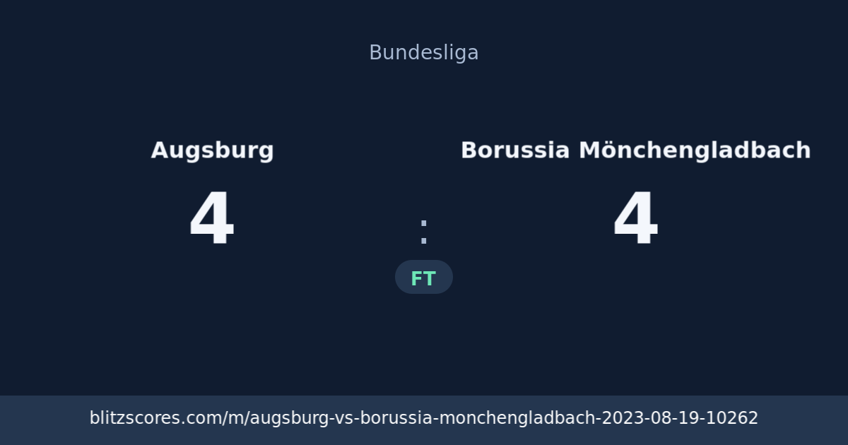 Augsburg vs Borussia Mönchengladbach score card