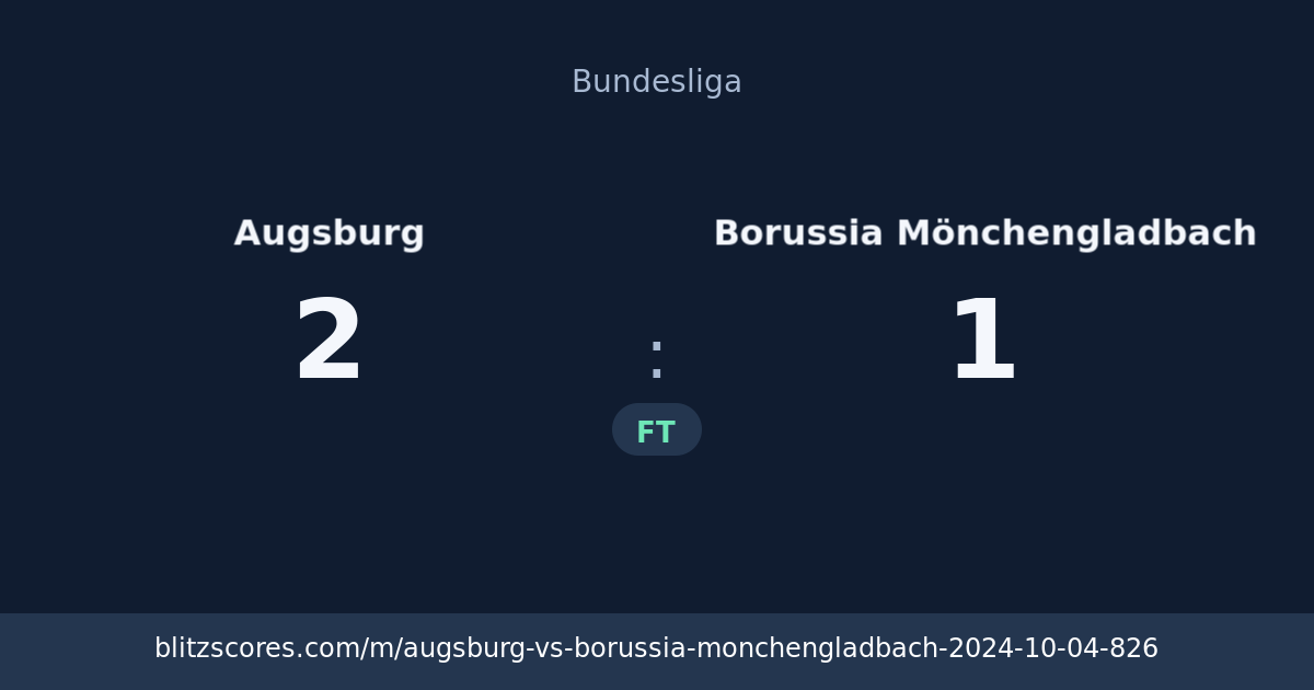 Augsburg vs Borussia Mönchengladbach score card
