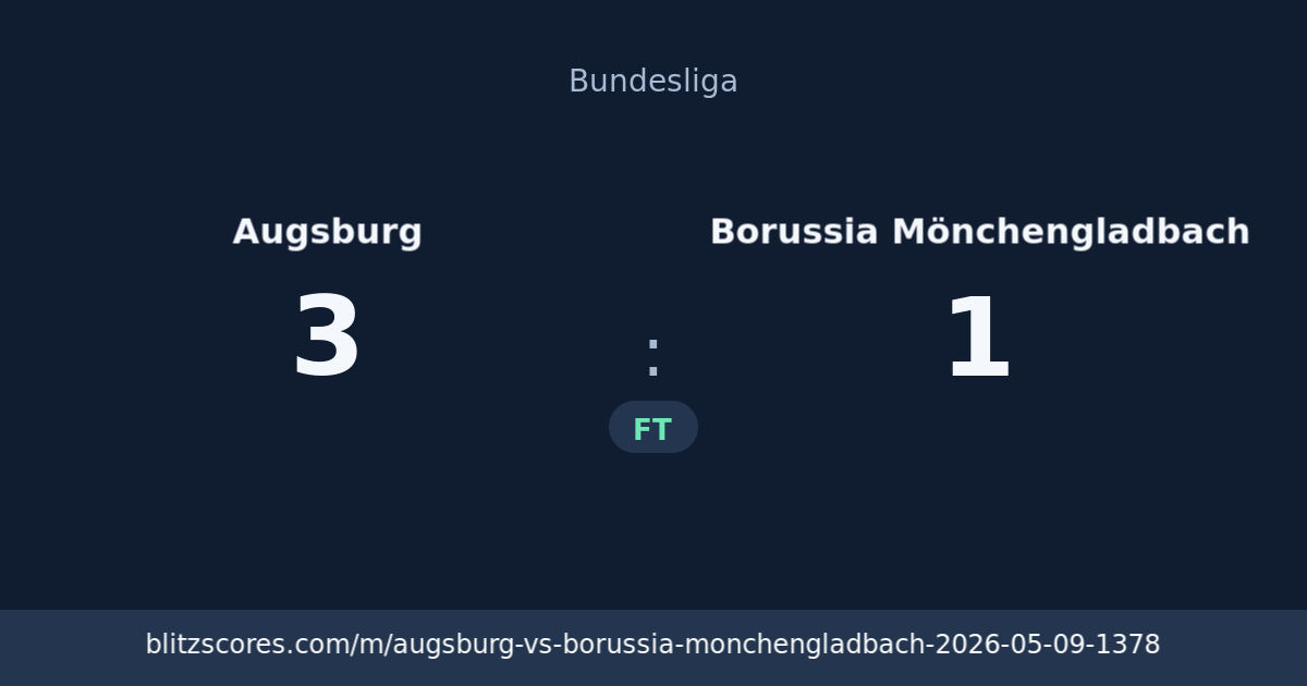 Augsburg vs Borussia Mönchengladbach score card