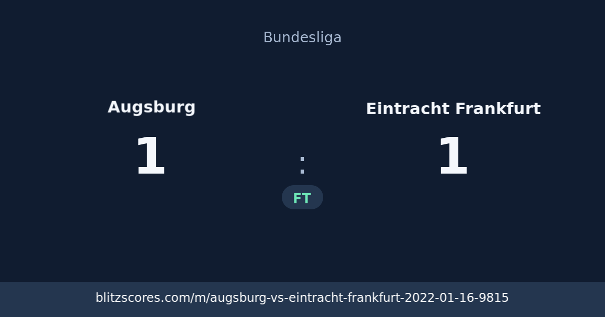 Augsburg vs Eintracht Frankfurt score card