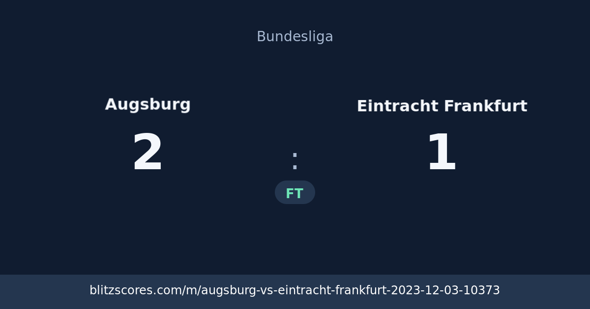 Augsburg vs Eintracht Frankfurt score card