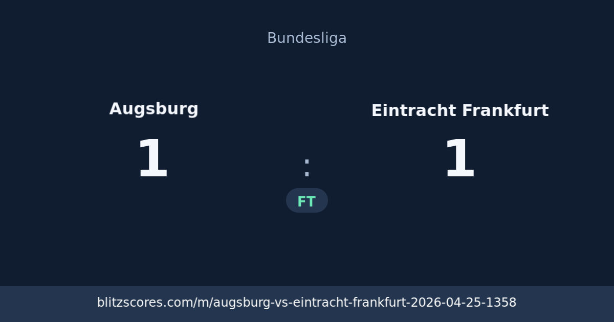 Augsburg vs Eintracht Frankfurt score card