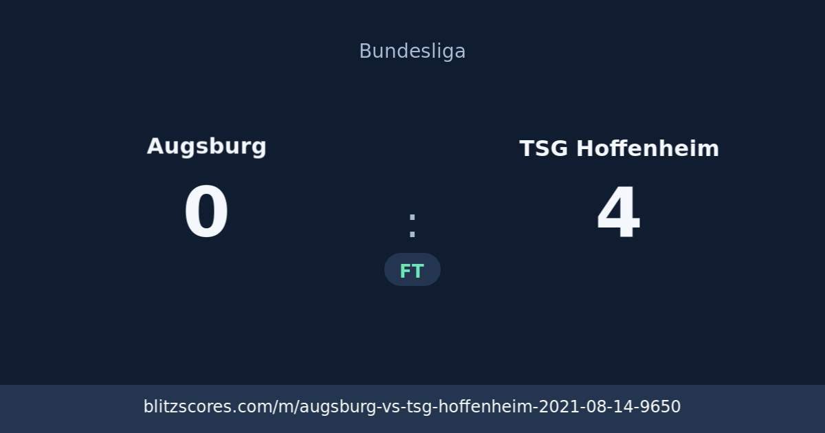 Augsburg vs TSG Hoffenheim score card