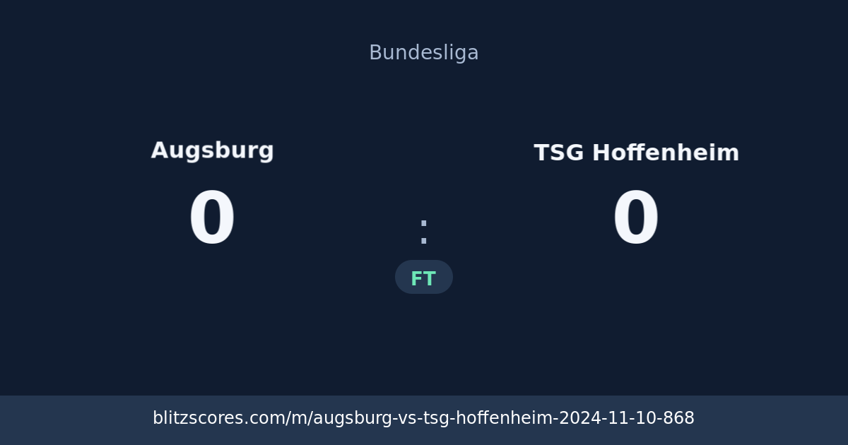 Augsburg vs TSG Hoffenheim score card