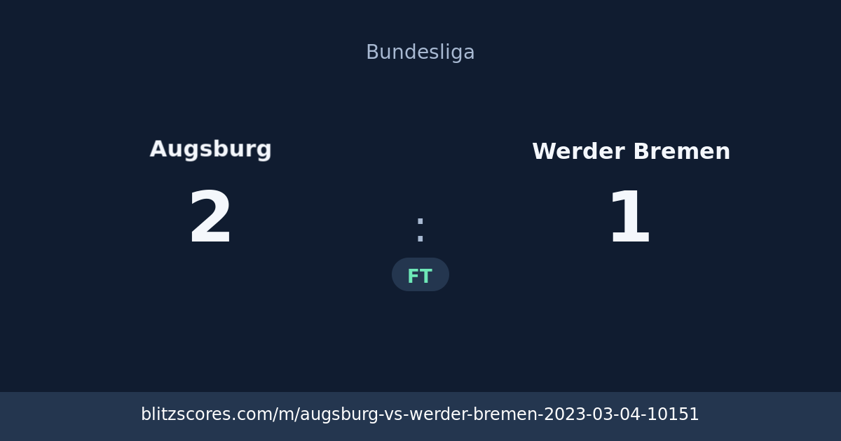 Augsburg vs Werder Bremen score card