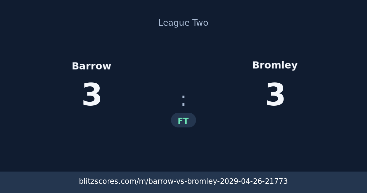Barrow vs Bromley score card