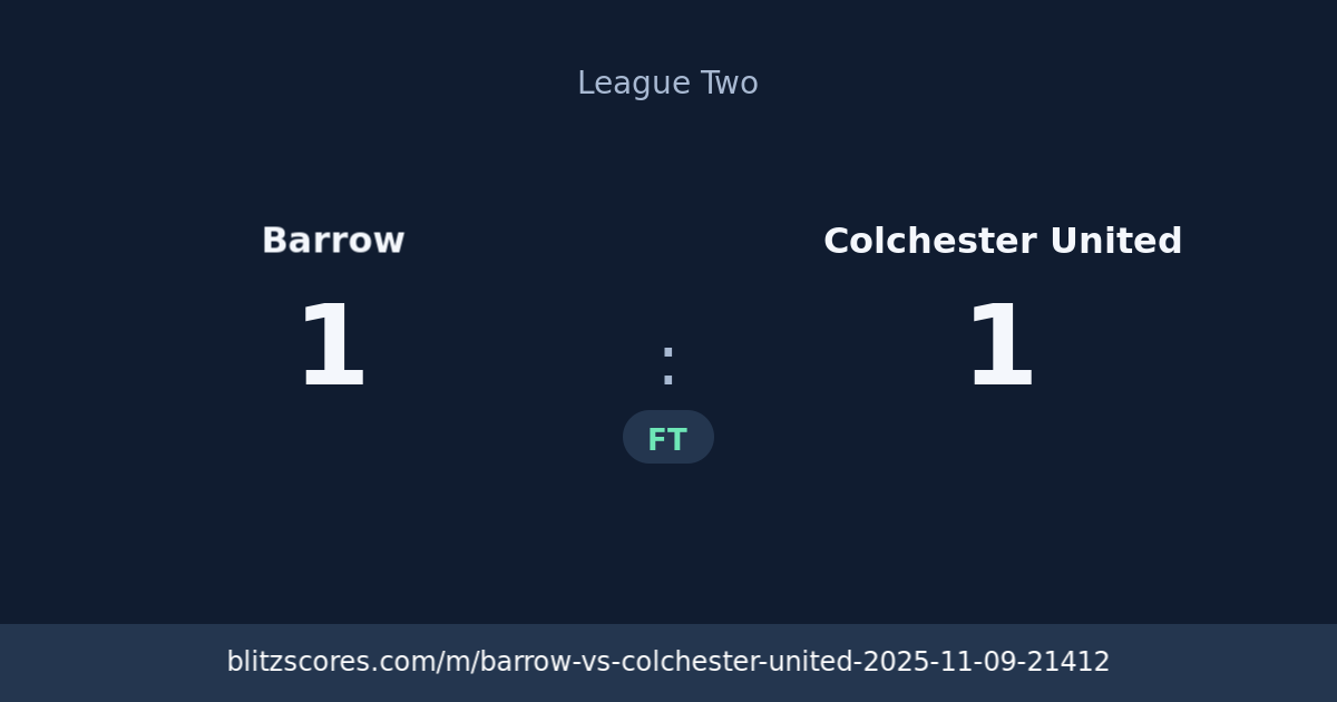 Barrow vs Colchester United score card