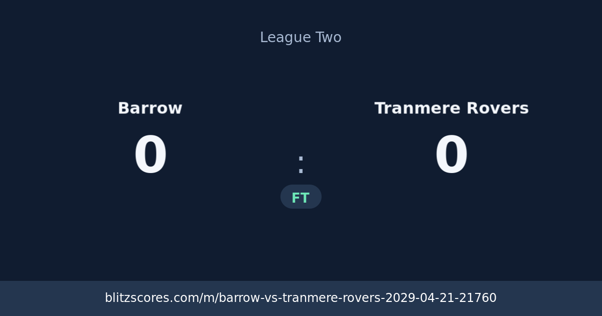 Barrow vs Tranmere Rovers score card