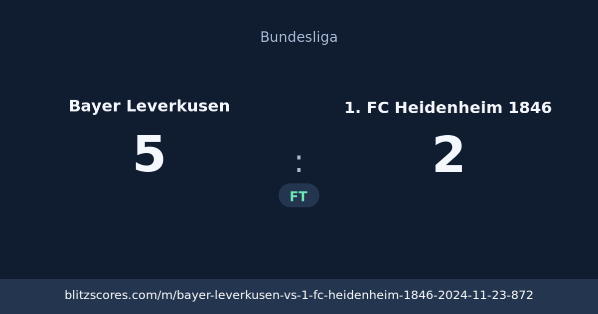 Bayer Leverkusen vs 1. FC Heidenheim 1846 score card