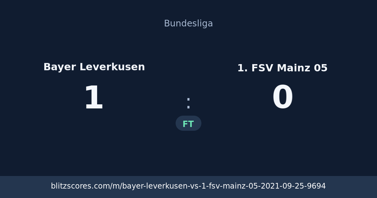 Bayer Leverkusen vs 1. FSV Mainz 05 score card