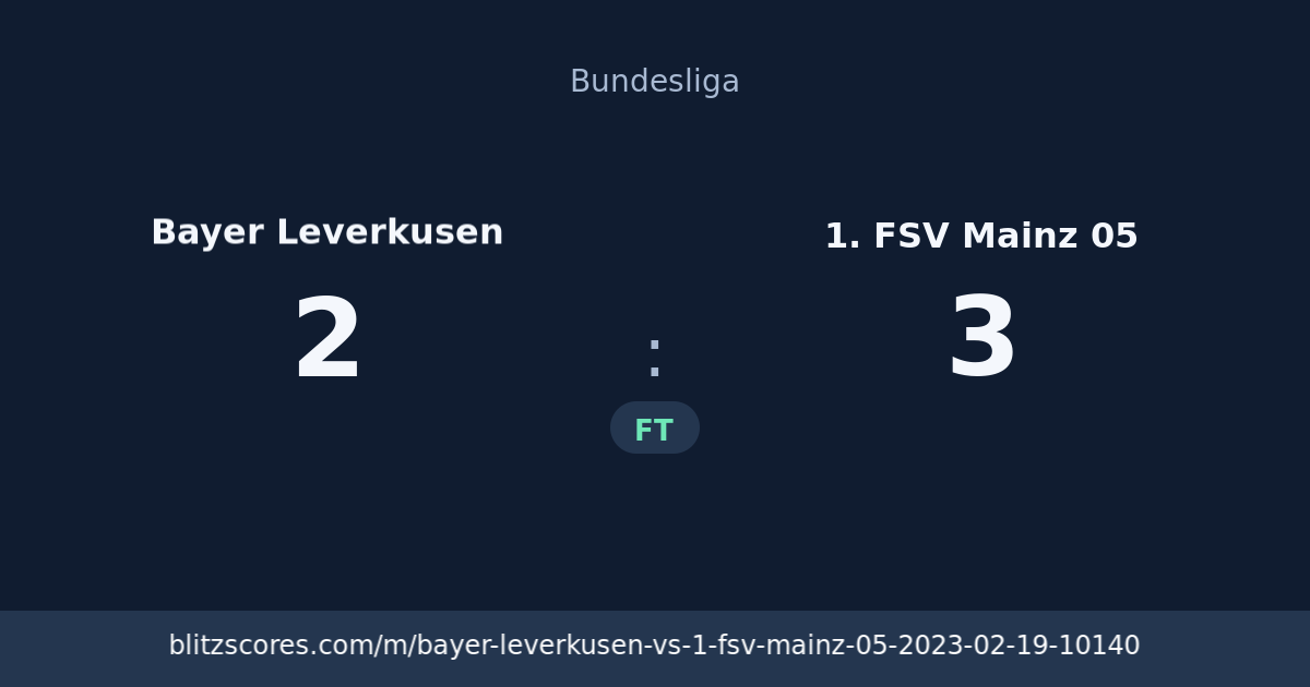 Bayer Leverkusen vs 1. FSV Mainz 05 score card