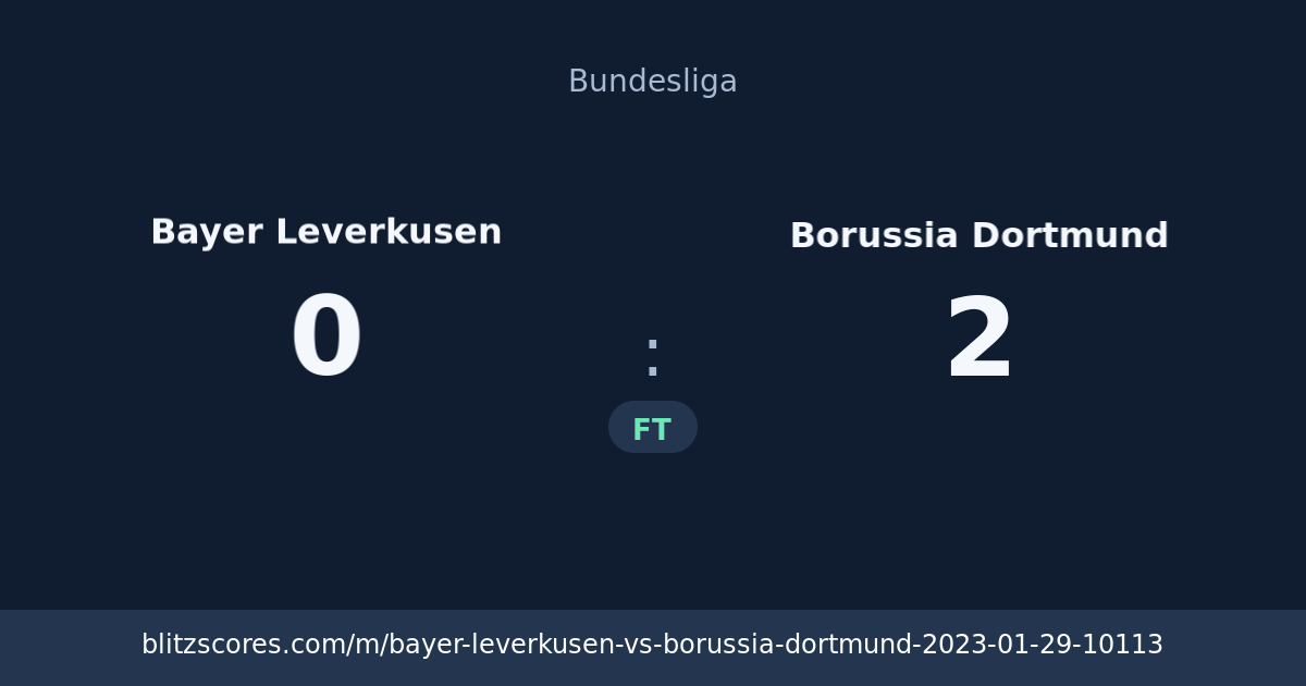 Bayer Leverkusen vs Borussia Dortmund score card