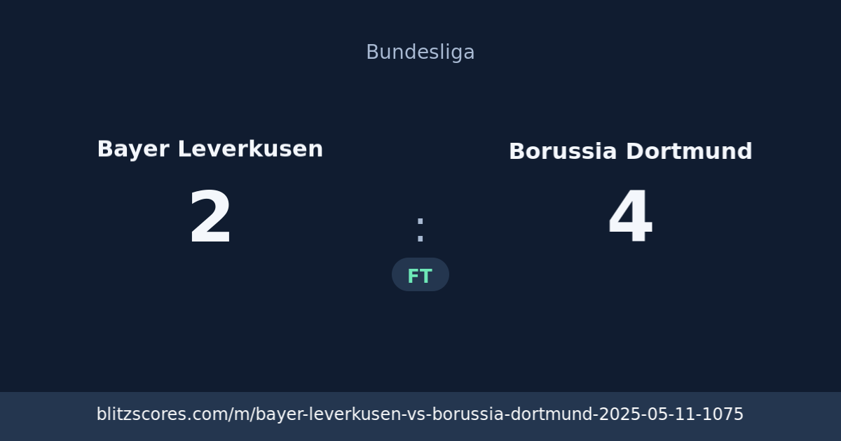 Bayer Leverkusen vs Borussia Dortmund score card