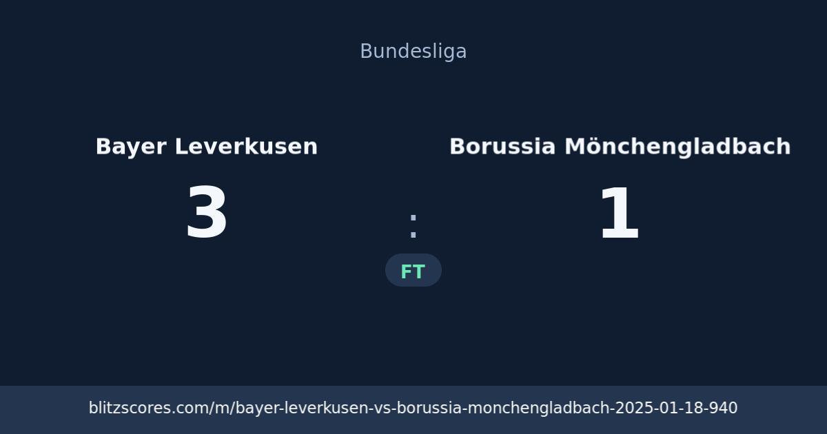 Bayer Leverkusen vs Borussia Mönchengladbach score card