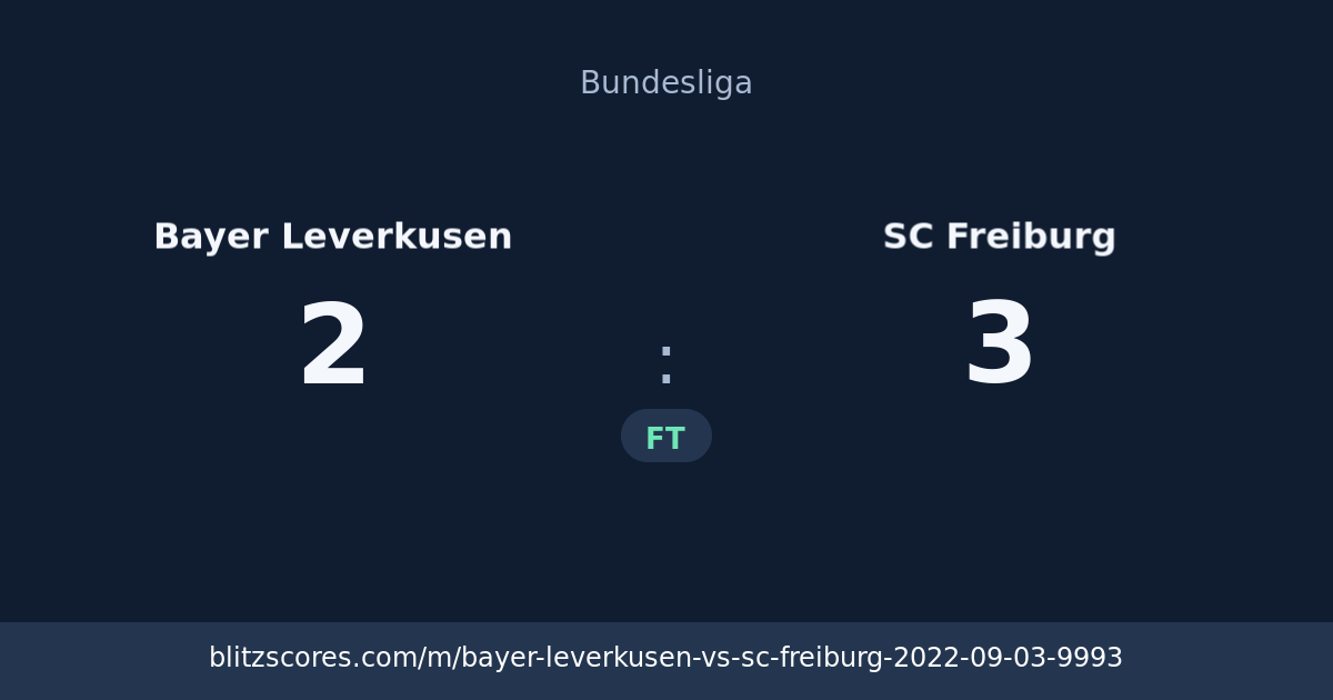 Bayer Leverkusen vs SC Freiburg score card