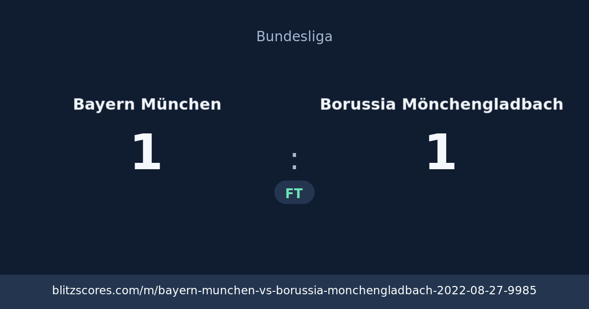 Bayern München vs Borussia Mönchengladbach score card