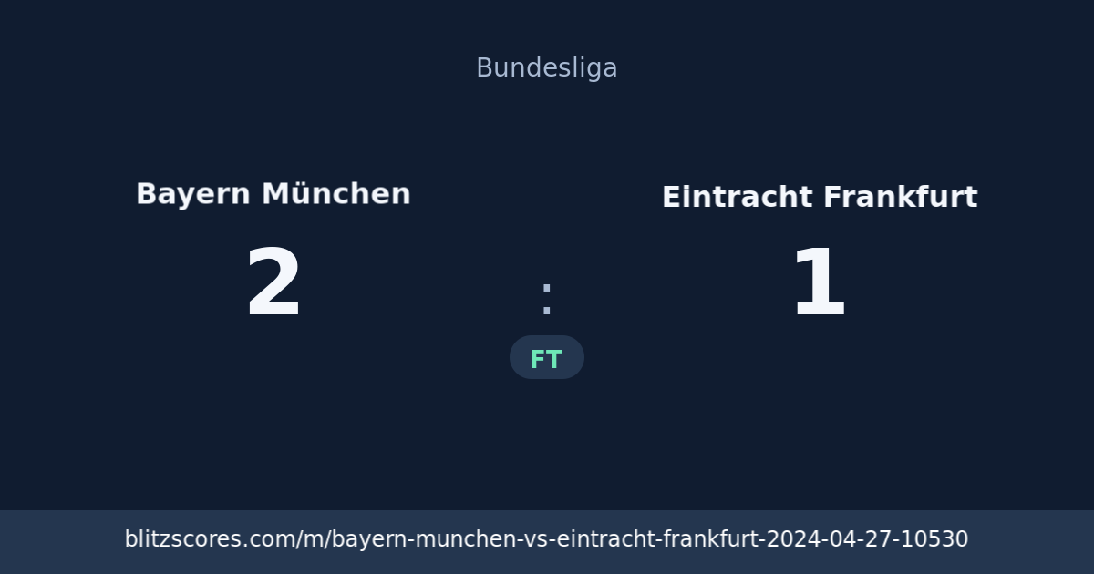 Bayern München vs Eintracht Frankfurt score card