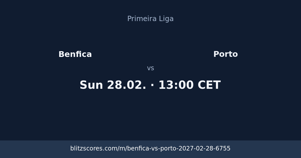 Benfica vs Porto score card