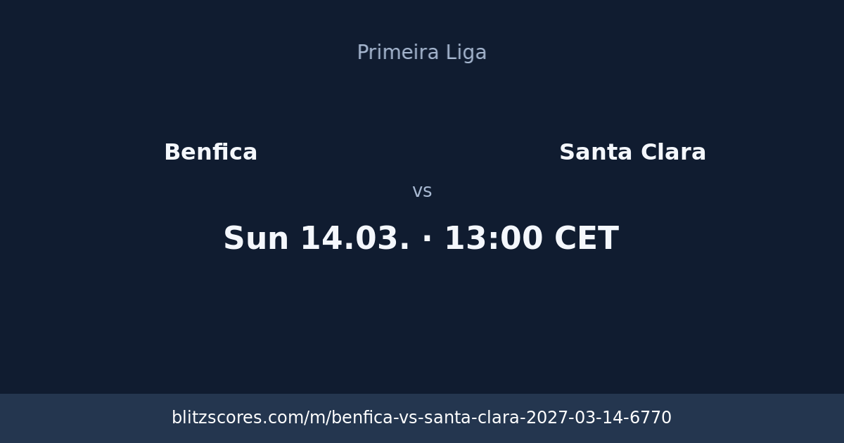 Benfica vs Santa Clara score card