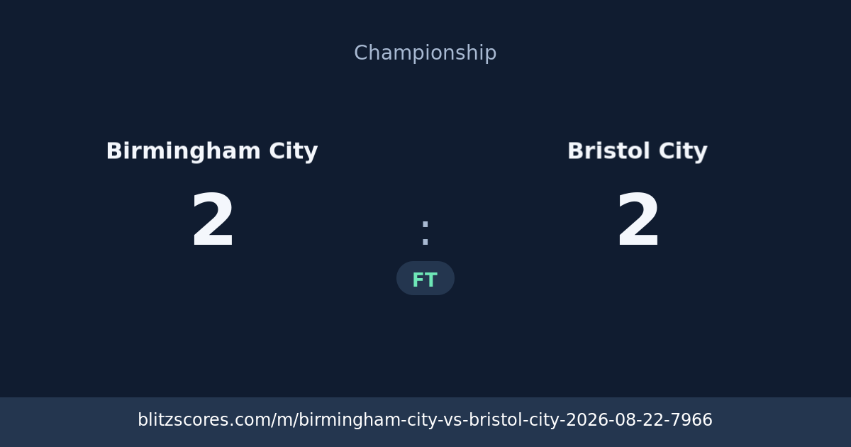 Birmingham City vs Bristol City score card