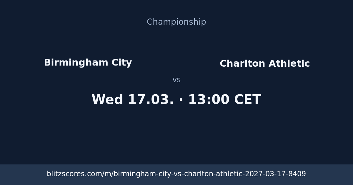 Birmingham City vs Charlton Athletic score card
