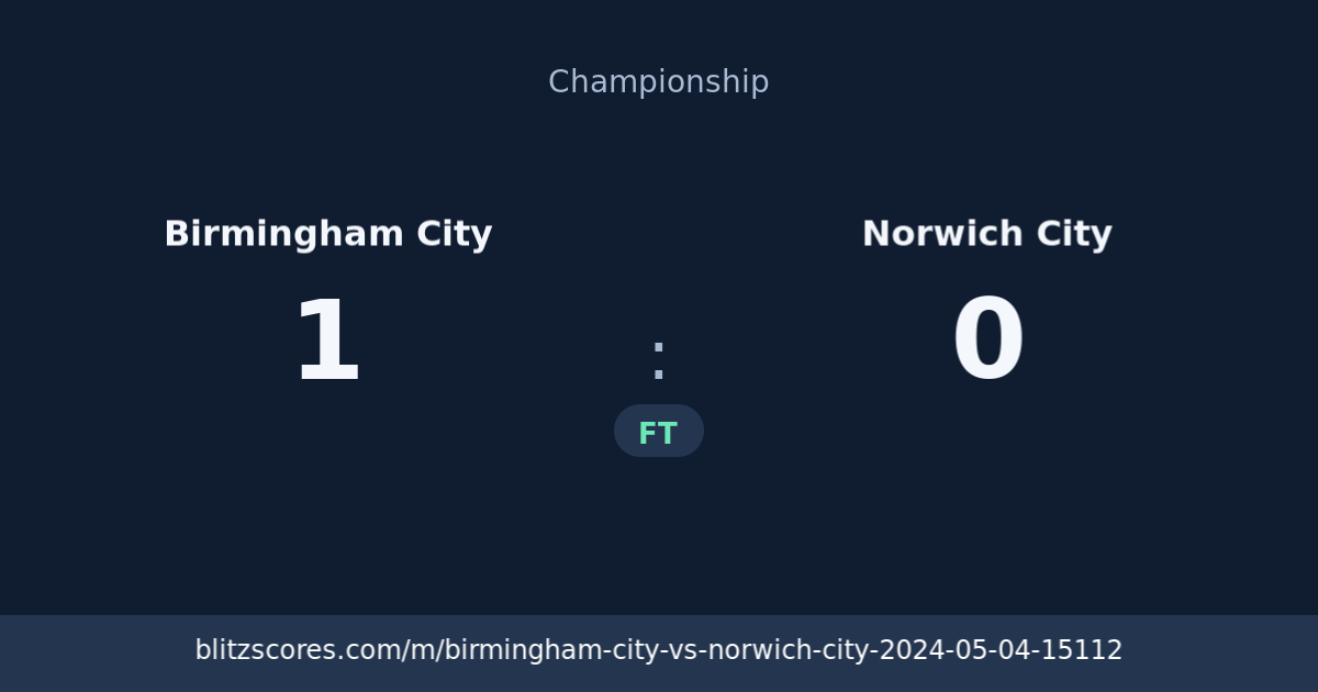 Birmingham City vs Norwich City score card