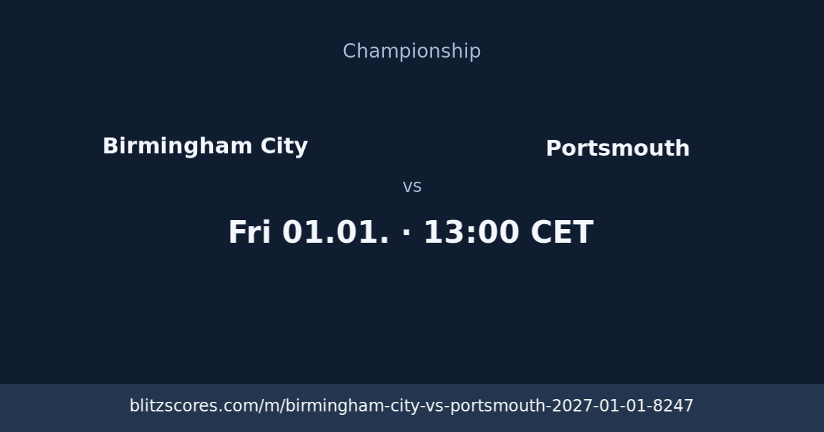 Birmingham City vs Portsmouth score card