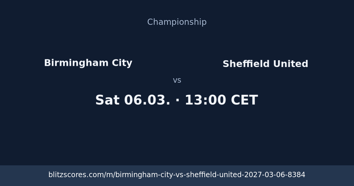 Birmingham City vs Sheffield United score card